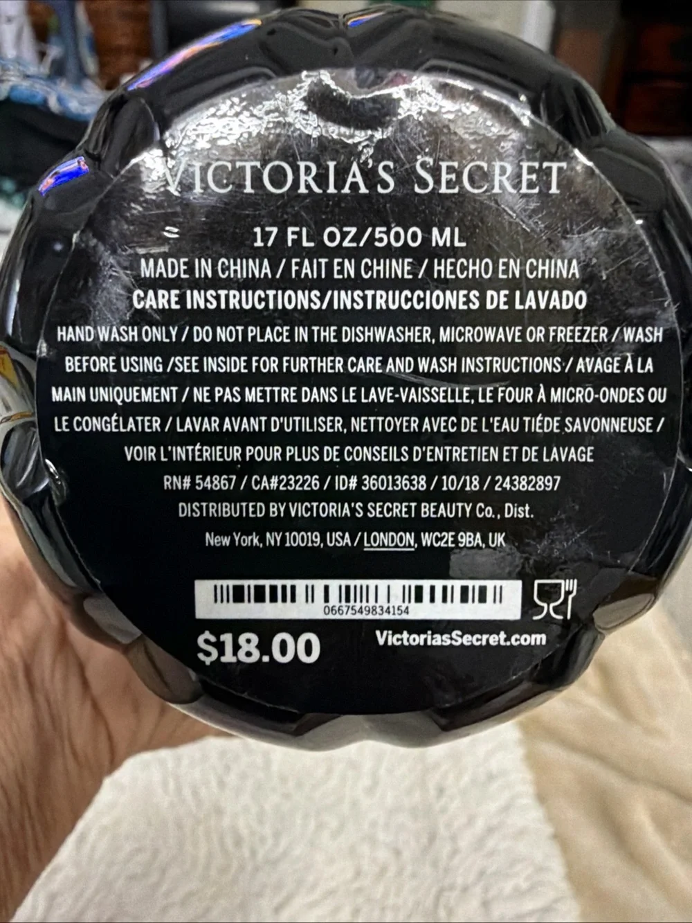 Victoria Secret hot /cold new water bottle black pink logo